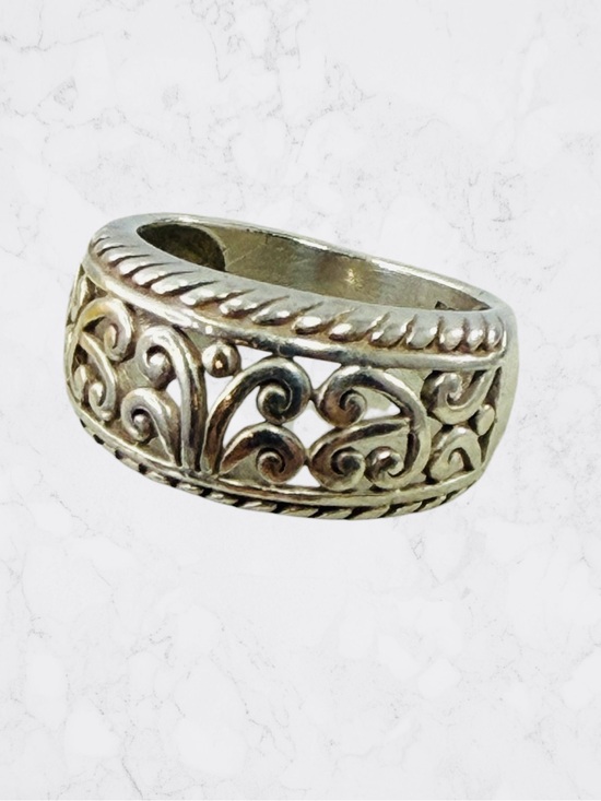 Cheryl Wadsworth Jewelry - Vintage Sterling Silver 925 Ornate Scroll Rope Ring Size 7 Cheryl Wadsworth CW